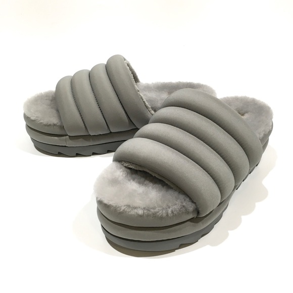 UGG Maxi Slide Platform Puffer Sandals -Grey -Women’s US 9 -NEW - Picture 4 of 7